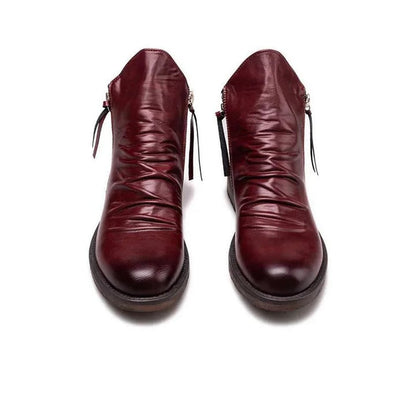 Neu Plissierte Vintage Reißverschluss Chelsea Ritter Stiefel【KOSTENLOSER VERSAND】