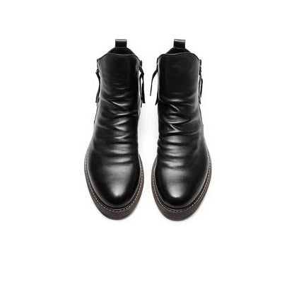 Neu Plissierte Vintage Reißverschluss Chelsea Ritter Stiefel【KOSTENLOSER VERSAND】