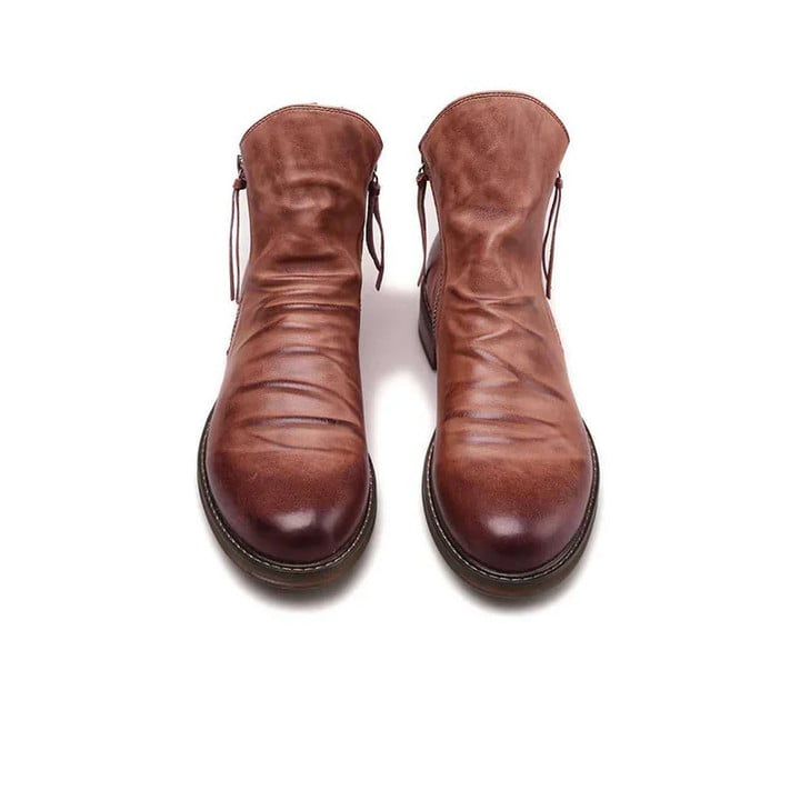 Neu Plissierte Vintage Reißverschluss Chelsea Ritter Stiefel【KOSTENLOSER VERSAND】