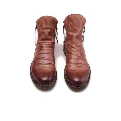 Neu Plissierte Vintage Reißverschluss Chelsea Ritter Stiefel【KOSTENLOSER VERSAND】