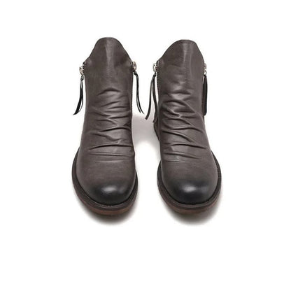 Neu Plissierte Vintage Reißverschluss Chelsea Ritter Stiefel【KOSTENLOSER VERSAND】