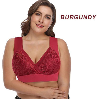 🔥Heißer Verkauf 49 % RABATT🔥Plus-Size-Komfort-BH aus Spitze mit kabelloser Stützfunktion