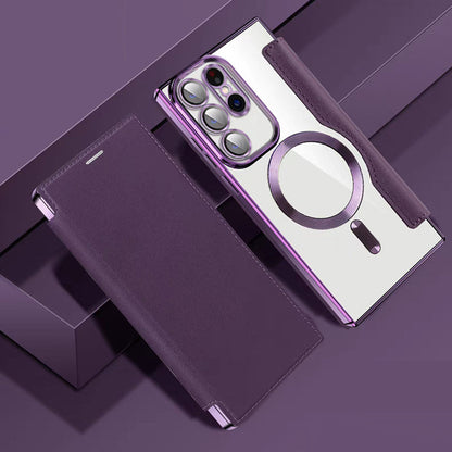 Leder strukturierte Flip Handytasche für Samsung