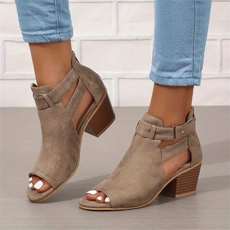 Damen-Retro-Sandalen mit Blockabsatz