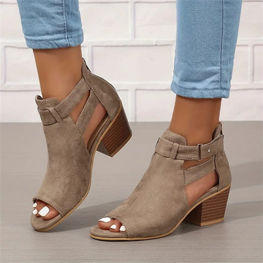 Damen-Retro-Sandalen mit Blockabsatz