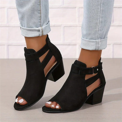 Damen-Retro-Sandalen mit Blockabsatz