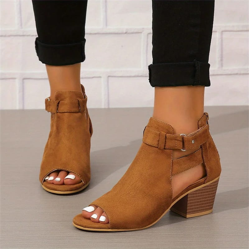 Damen-Retro-Sandalen mit Blockabsatz