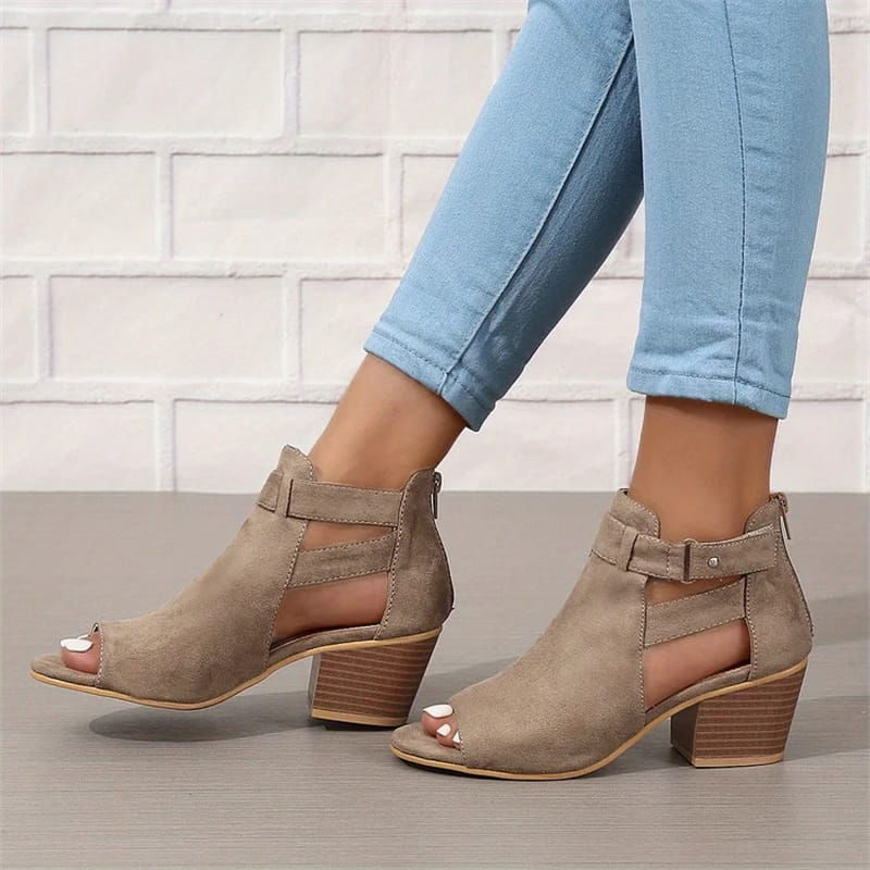Damen-Retro-Sandalen mit Blockabsatz