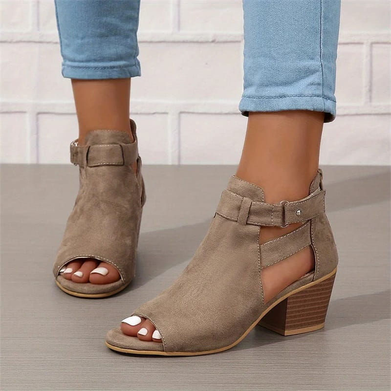 Damen-Retro-Sandalen mit Blockabsatz
