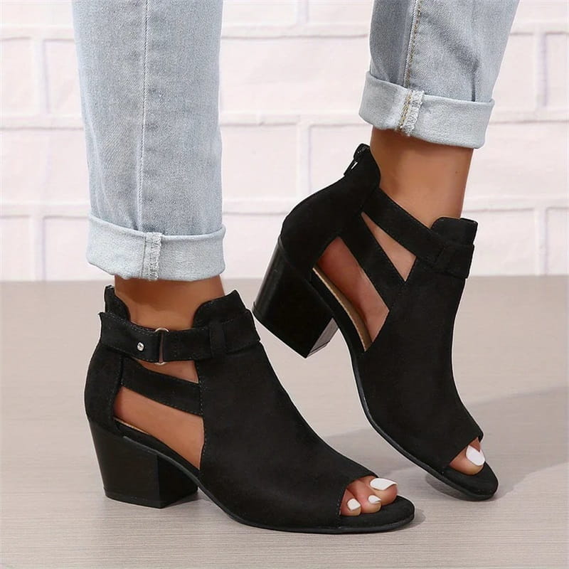 Damen-Retro-Sandalen mit Blockabsatz