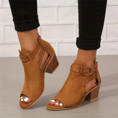 Damen-Retro-Sandalen mit Blockabsatz