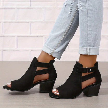 Damen-Retro-Sandalen mit Blockabsatz