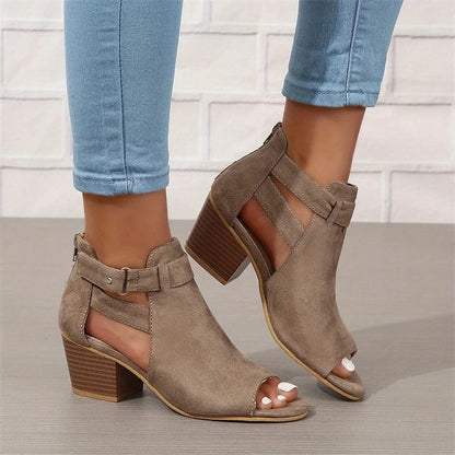Damen-Retro-Sandalen mit Blockabsatz
