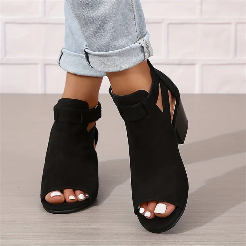 Damen-Retro-Sandalen mit Blockabsatz