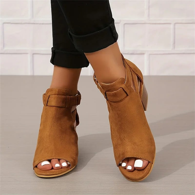 Damen-Retro-Sandalen mit Blockabsatz