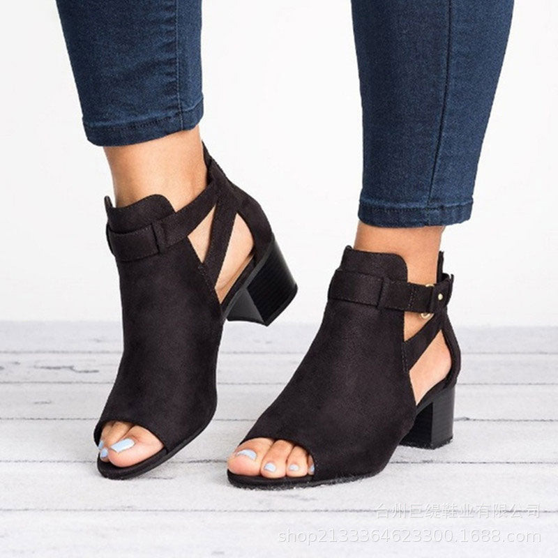 Damen-Retro-Sandalen mit Blockabsatz