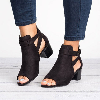 Damen-Retro-Sandalen mit Blockabsatz