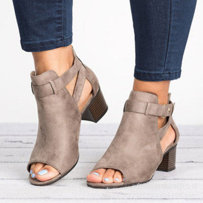 Damen-Retro-Sandalen mit Blockabsatz
