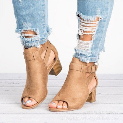 Damen-Retro-Sandalen mit Blockabsatz