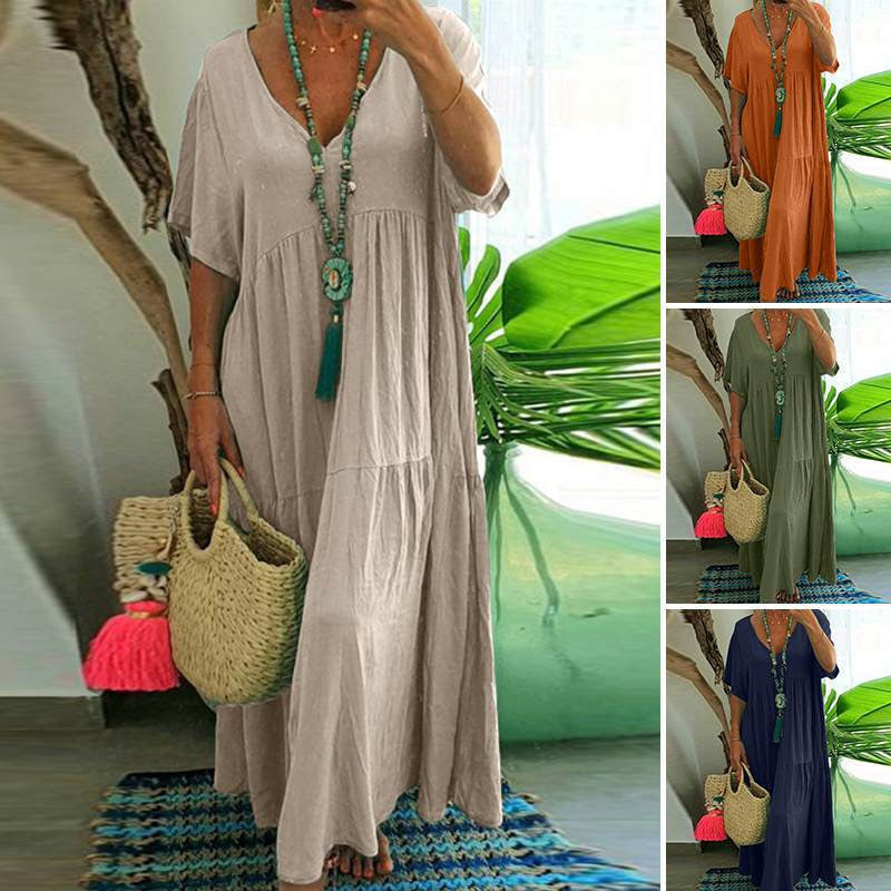 Lässiges Kurzarm-Maxikleid für Damen