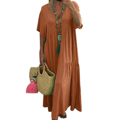 Lässiges Kurzarm-Maxikleid für Damen