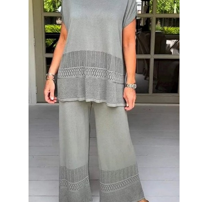 🎀49% Rabatt 🎀Zweiteiliges Set aus kurzärmeligem Oberteil und Hose für Frauen in Uni-Farbe