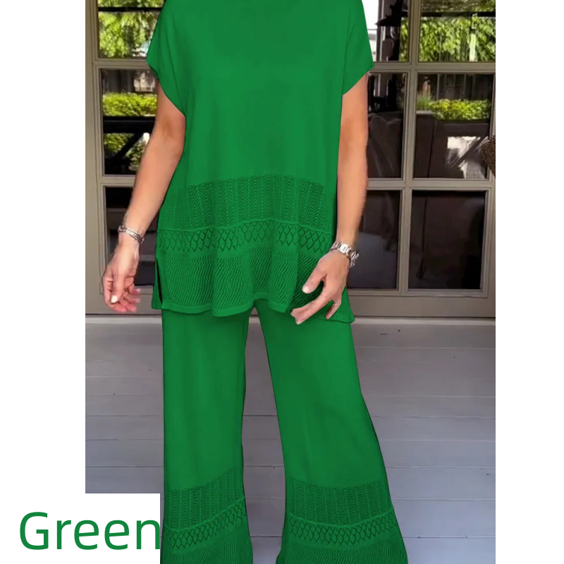 🎀49% Rabatt 🎀Zweiteiliges Set aus kurzärmeligem Oberteil und Hose für Frauen in Uni-Farbe
