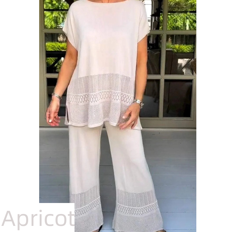 🎀49% Rabatt 🎀Zweiteiliges Set aus kurzärmeligem Oberteil und Hose für Frauen in Uni-Farbe