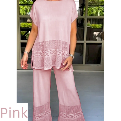 🎀49% Rabatt 🎀Zweiteiliges Set aus kurzärmeligem Oberteil und Hose für Frauen in Uni-Farbe