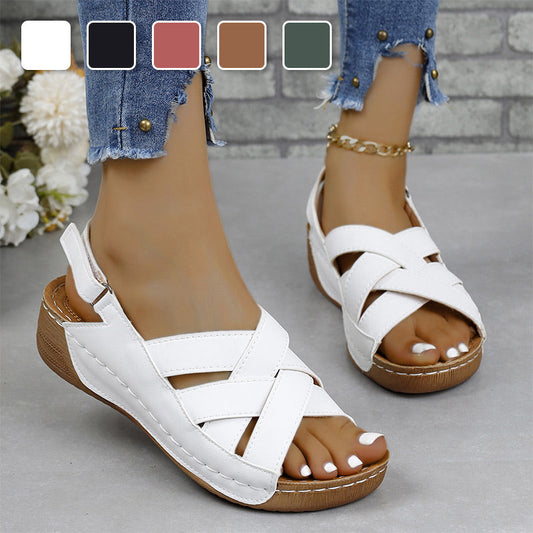 Bequeme einfarbige Keilsandalen für Frauen