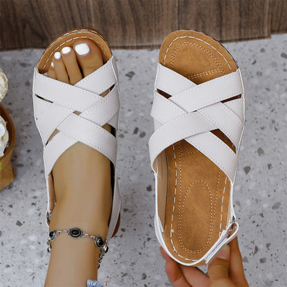 Bequeme einfarbige Keilsandalen für Frauen