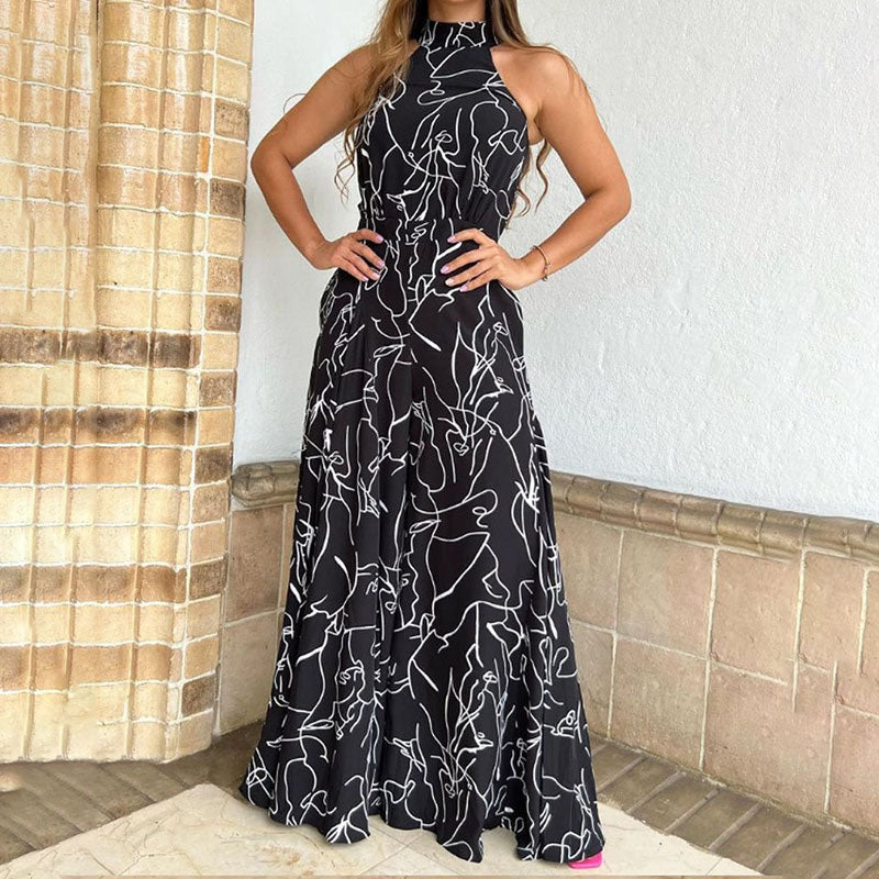 Stylischer bedruckter Jumpsuit für Damen mit weitem Bein und schmaler Passform