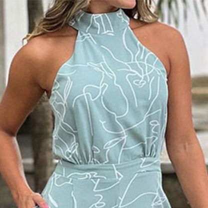 Stylischer bedruckter Jumpsuit für Damen mit weitem Bein und schmaler Passform