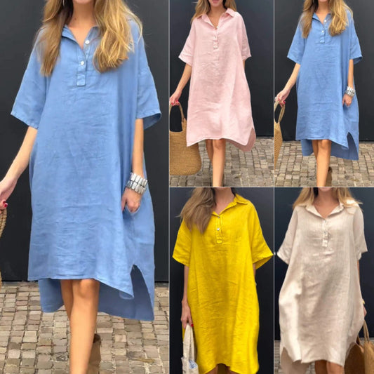 🌺Übergroßes Hemd-Midikleid mit Tasche