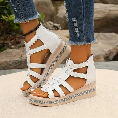 Strass-Sandalen mit Keilabsatz