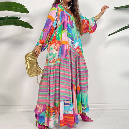 Maxikleid mit V-Ausschnitt und Blumendruck