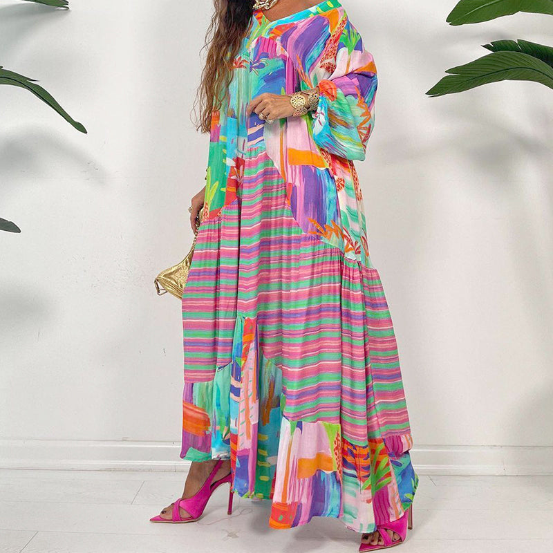 Maxikleid mit V-Ausschnitt und Blumendruck