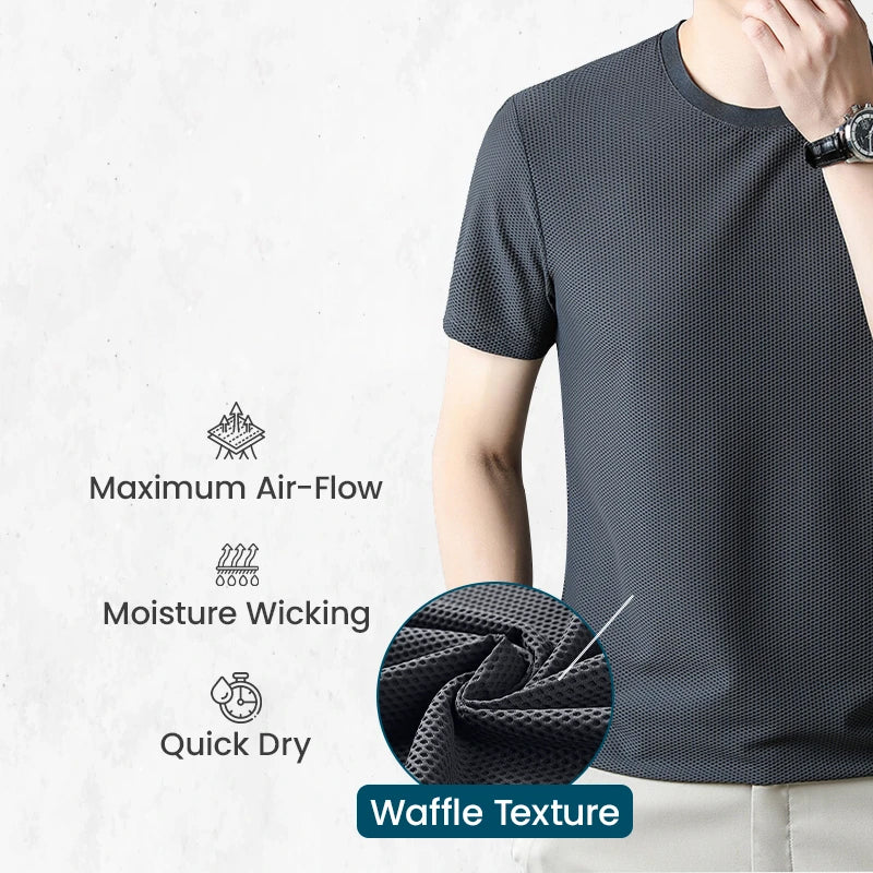 Atmungsaktives T-Shirt aus Ice Silk Waffle Weave