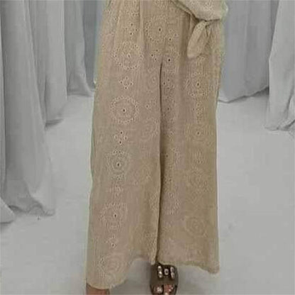 😜49% Rabatt 😽Lässiges 2-teiliges Set aus ärmellosem Oberteil und Hose mit weitem Bein