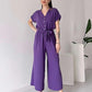 💥50% Rabatt🌷Lässiger Jumpsuit mit V-Ausschnitt und kurzen Ärmeln für Damen