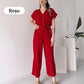 💥50% Rabatt🌷Lässiger Jumpsuit mit V-Ausschnitt und kurzen Ärmeln für Damen