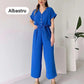 💥50% Rabatt🌷Lässiger Jumpsuit mit V-Ausschnitt und kurzen Ärmeln für Damen