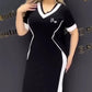 Trendy gestreiftes Slim Fit-Kleid mit V-Ausschnitt für Damen