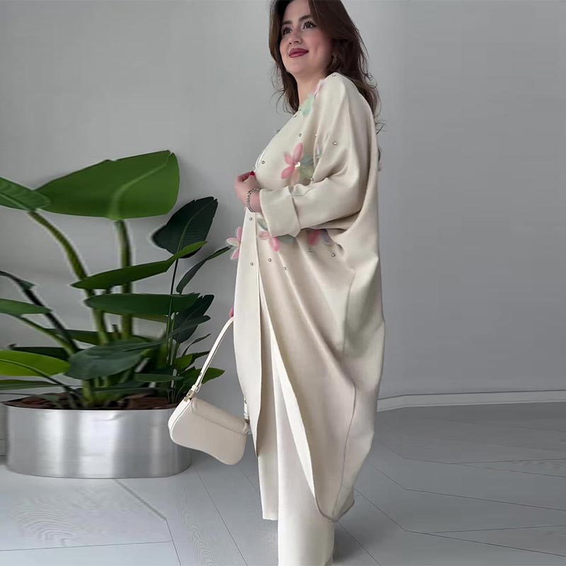 👗49% Rabatt🌸Damen Casual Zarte Blume Lange Strickjacke und Hose Set