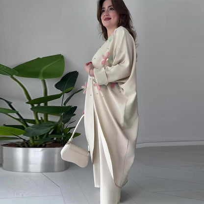 👗49% Rabatt🌸Damen Casual Zarte Blume Lange Strickjacke und Hose Set