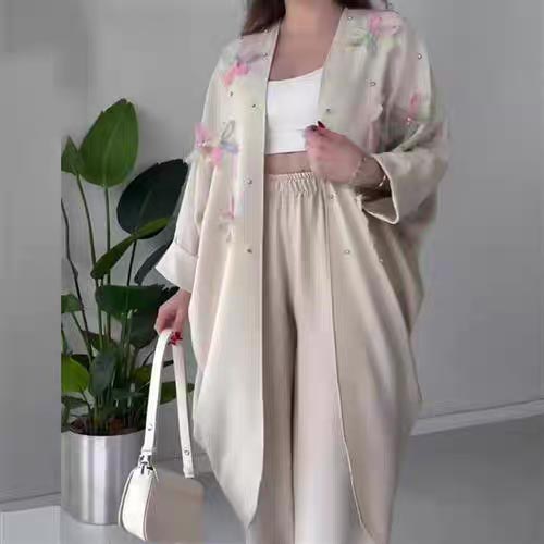 👗49% Rabatt🌸Damen Casual Zarte Blume Lange Strickjacke und Hose Set