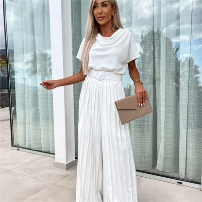 🔥51% Rabatt🔥Unifarbener Jumpsuit mit hoher Taille und gefaltetem Bein