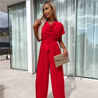 🔥51% Rabatt🔥Unifarbener Jumpsuit mit hoher Taille und gefaltetem Bein