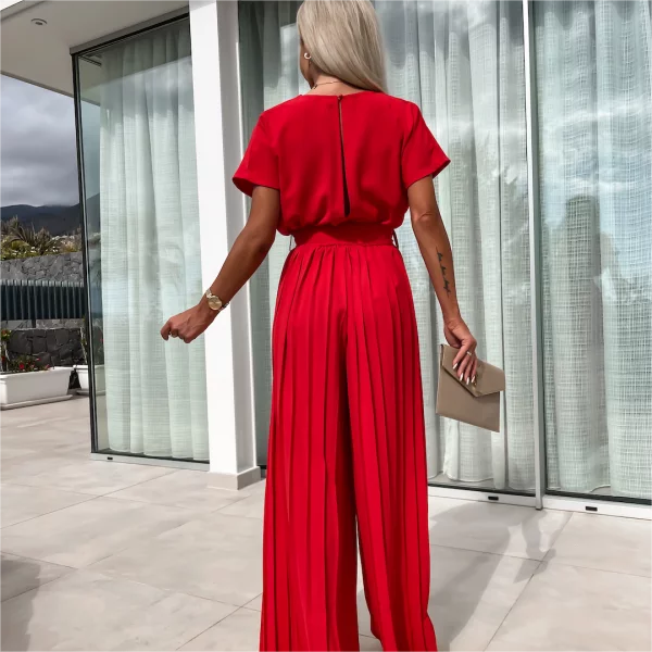 🔥51% Rabatt🔥Unifarbener Jumpsuit mit hoher Taille und gefaltetem Bein