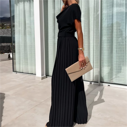 🔥51% Rabatt🔥Unifarbener Jumpsuit mit hoher Taille und gefaltetem Bein